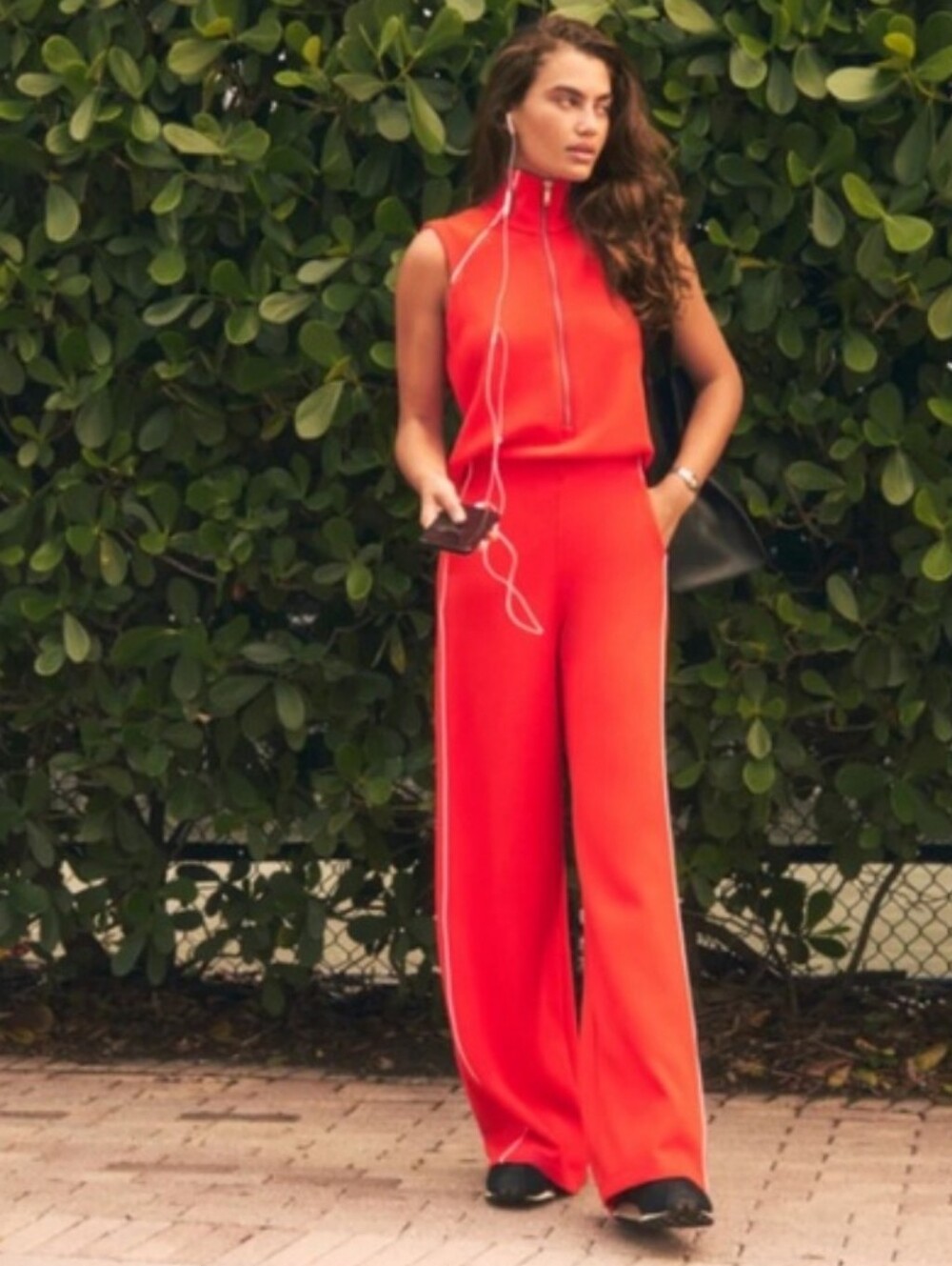 NEW SPANX AirEssentials Pique Sleeveless Mockneck Jumpsuit In Poppy Size Medium